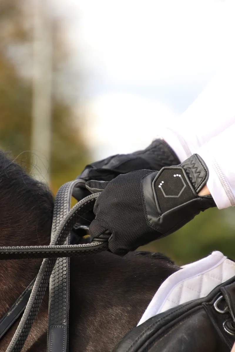 Coldstream Blakelaw Diamante Riding Gloves - Black/Silver-1